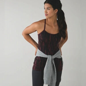 LULULEMON POWER Y TANK LUON PAINTED ANIMAL BORDEAUX DRAMA BLACK SIZE 6